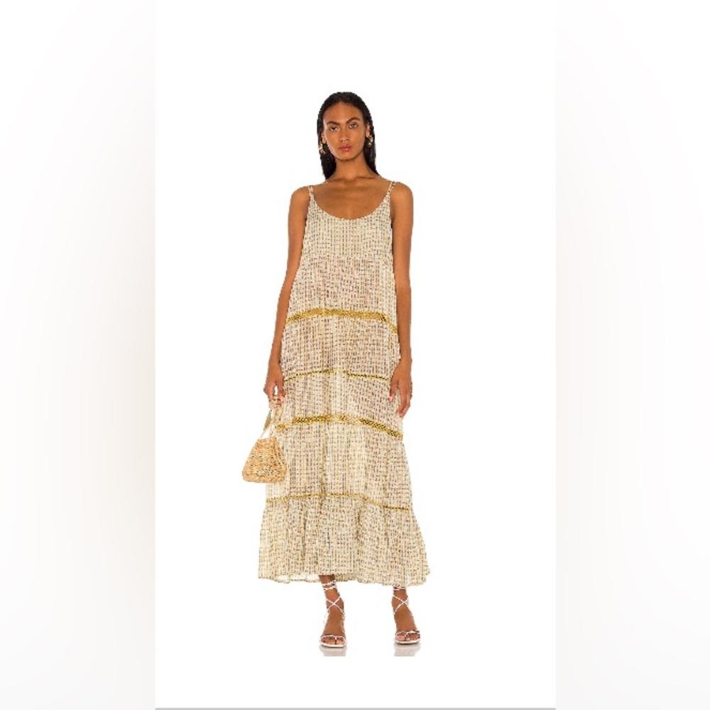 Free People Green blue Rafia sparkle sundress